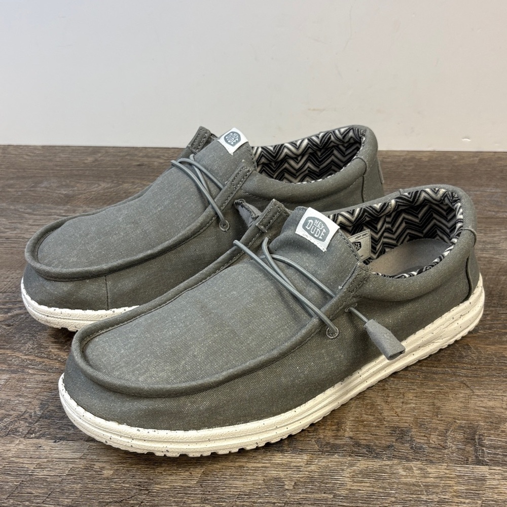 Hey Dude “Wally Stretch Canvas” Light Grey Slip-On Shoes (Size Men’s 12)